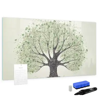 Magnetic marker board featuring a landscape design of a big nature tree