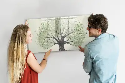 Magnetic marker board featuring a landscape design of a big nature tree