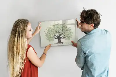 Magnetic marker board featuring a landscape design of a big nature tree