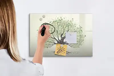 Magnetic marker board featuring a landscape design of a big nature tree