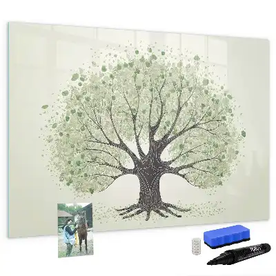 Magnetic marker board featuring a landscape design of a big nature tree