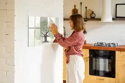 Magnetic marker board featuring a landscape design of a big nature tree