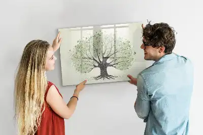 Magnetic marker board featuring a landscape design of a big nature tree
