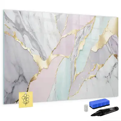 Magnetic marker board with marble pattern