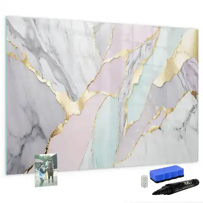 Magnetic marker board with marble pattern
