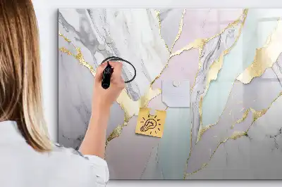 Magnetic marker board with marble pattern