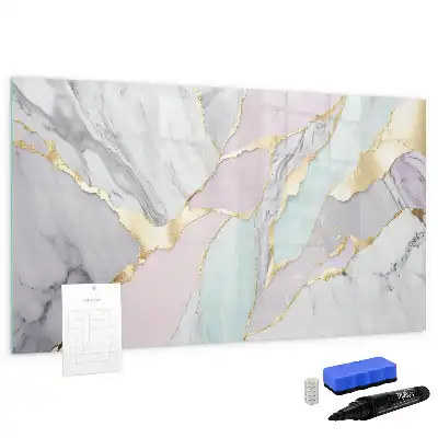 Magnetic marker board with marble pattern