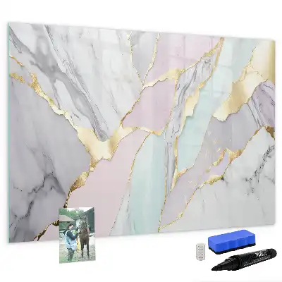Magnetic marker board with marble pattern