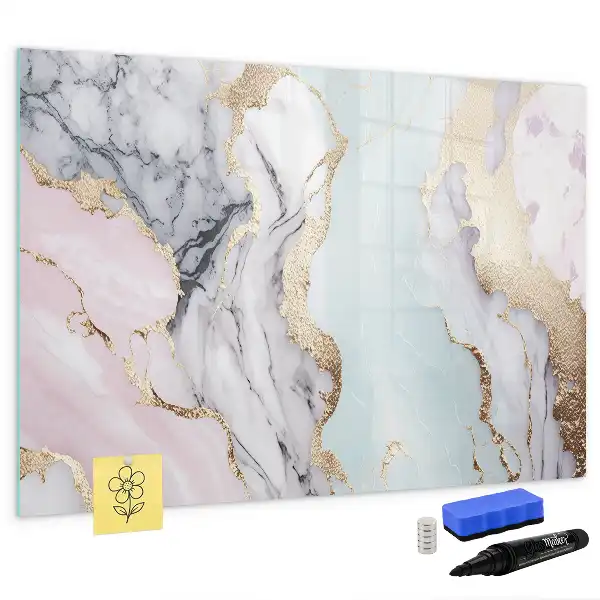 Magnetic glass dry erase board marble finish