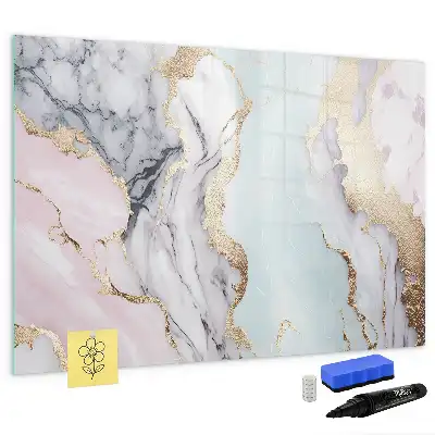 Magnetic glass dry erase board marble finish
