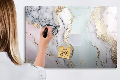 Magnetic glass dry erase board marble finish