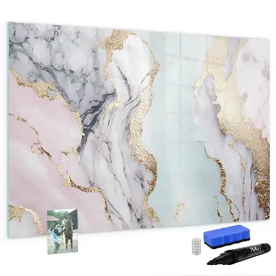 Magnetic glass dry erase board marble finish