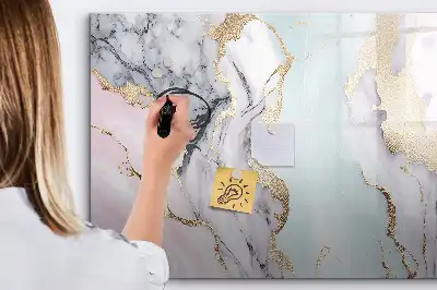 Magnetic glass dry erase board marble finish