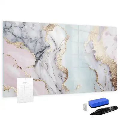 Magnetic glass dry erase board marble finish