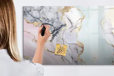 Magnetic glass dry erase board marble finish