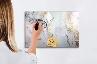 Magnetic glass dry erase board marble finish