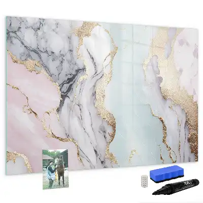 Magnetic glass dry erase board marble finish