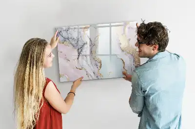 Magnetic glass dry erase board marble finish