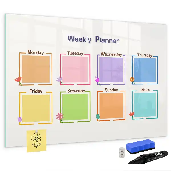 Magnetic weekly planner marker board