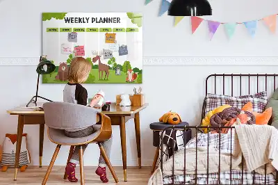 Magnetic glass dry erase board with timetable layout