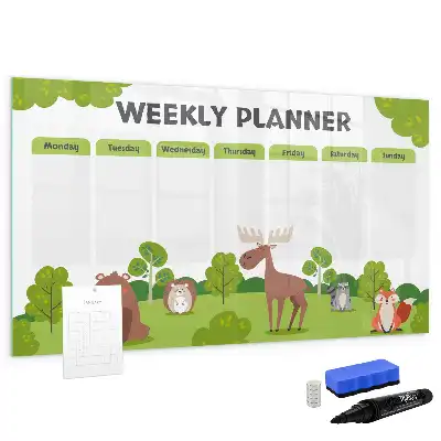 Magnetic glass dry erase board with timetable layout