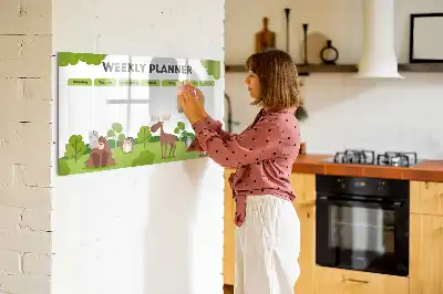 Magnetic glass dry erase board with timetable layout