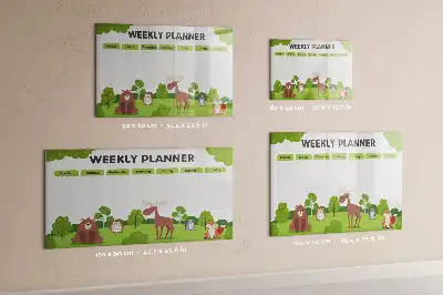 Magnetic glass dry erase board with timetable layout
