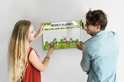 Magnetic glass dry erase board with timetable layout