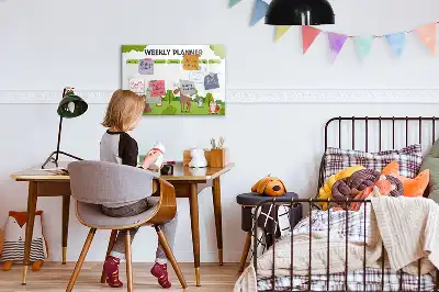 Magnetic glass dry erase board with timetable layout