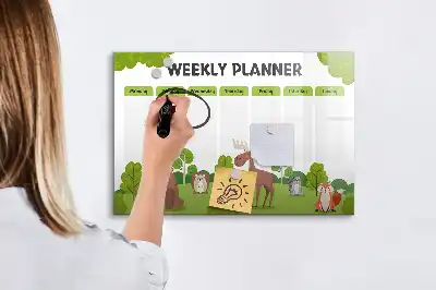 Magnetic glass dry erase board with timetable layout