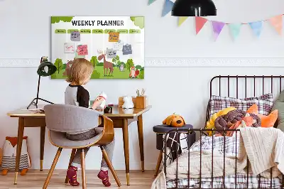 Magnetic glass dry erase board with timetable layout