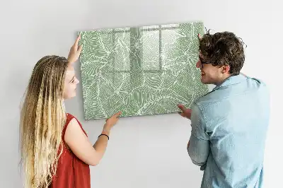 Magnetic glass dry erase board with leaves pattern