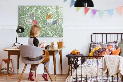 Magnetic glass dry erase board with leaves pattern