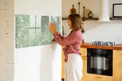 Magnetic glass dry erase board with leaves pattern