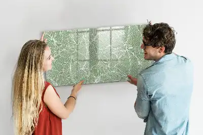Magnetic glass dry erase board with leaves pattern