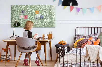Magnetic glass dry erase board with leaves pattern