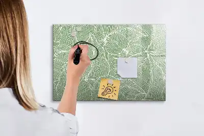 Magnetic glass dry erase board with leaves pattern