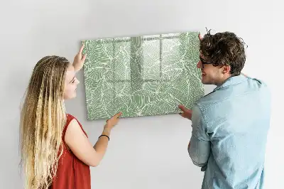 Magnetic glass dry erase board with leaves pattern