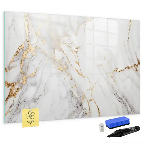 Magnetic marker board decorative marble finish