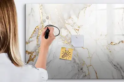 Magnetic marker board decorative marble finish