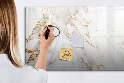 Magnetic marker board decorative marble finish