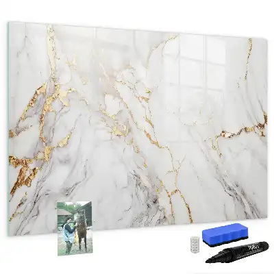 Magnetic marker board decorative marble finish