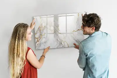 Magnetic marker board decorative marble finish
