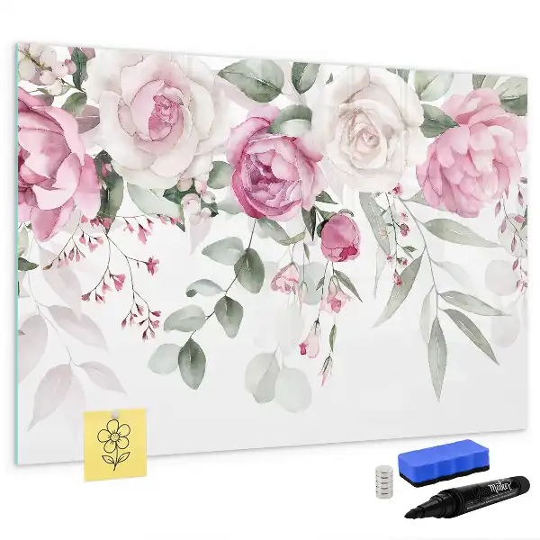 Magnetic marker board watercolor roses print