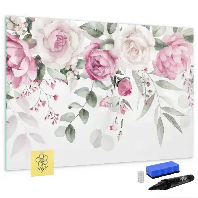 Magnetic marker board watercolor roses print