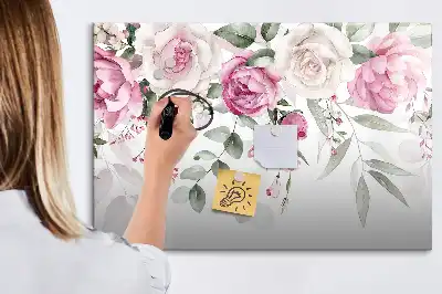Magnetic marker board watercolor roses print