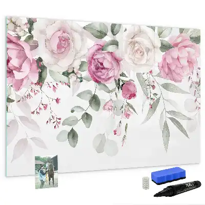 Magnetic marker board watercolor roses print
