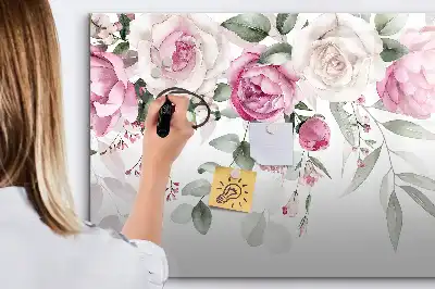 Magnetic marker board watercolor roses print