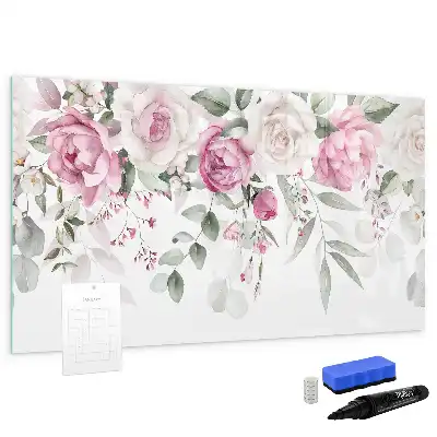 Magnetic marker board watercolor roses print