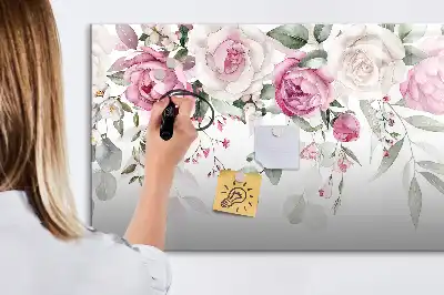 Magnetic marker board watercolor roses print
